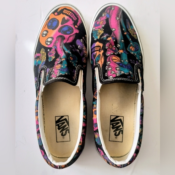 Vans Slip-On Trippy Dip Psychedelic Skull/Frog/Mushroom Men's 11.5 - Picture 11 of 12